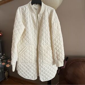 Zella Nordstrom Longline Water Resistant Quilted Bomber Jacket